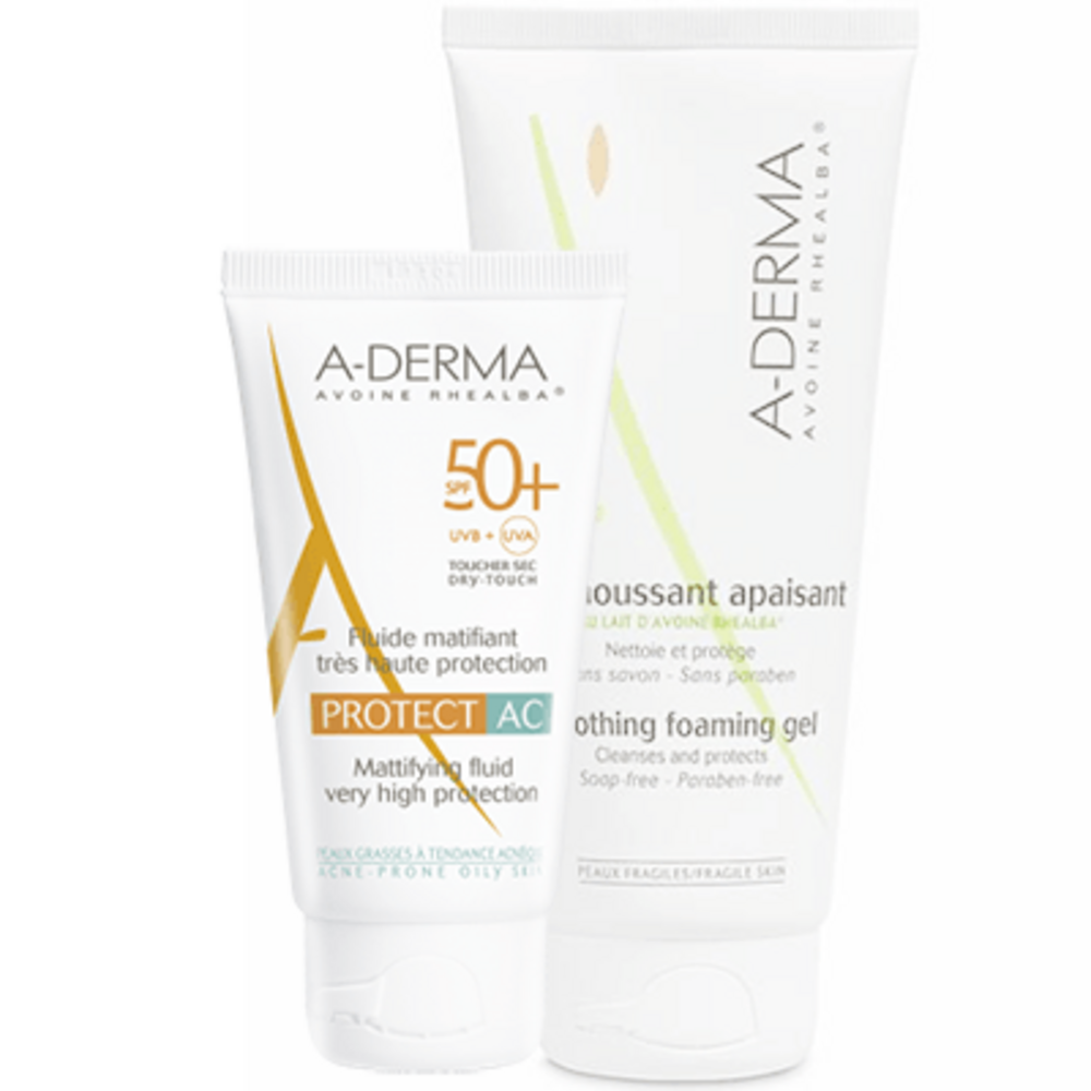 Photo de A-derma protect ac fluide matifiant très haute protection spf 50+ 40 ml + gel moussant 100 ml offert Aderma A-derma protect ac fluide matifiant très haute protection spf 50+ 40 ml + gel moussant 100 ml offert Aderma-220870
