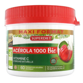 Acérola 1000 Bio - 60 comprimés - 60.0 unites - Vitamine C - Super Diet -11092
