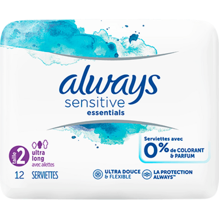 Photo de Always sensitive essentials serviettes taille 2 ultra long avec ailettes x12 Always Always sensitive essentials serviettes taille 2 ultra long avec ailettes x12 Always-225253