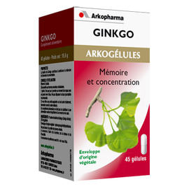 ARKOGELULES Ginkgo - 45 gélules - 45.0  - mémoire et concentration - ArkoPharma Arkogélules Ginkgo-147760