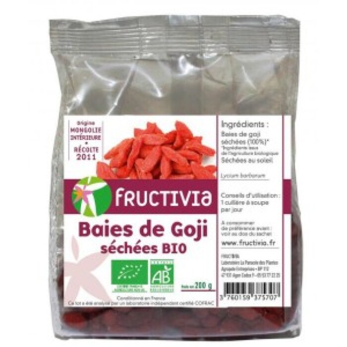 Photo de Baies de goji séchées bio - sachet 200 g Fructivia Baies de goji séchées bio - sachet 200 g Fructivia-136088