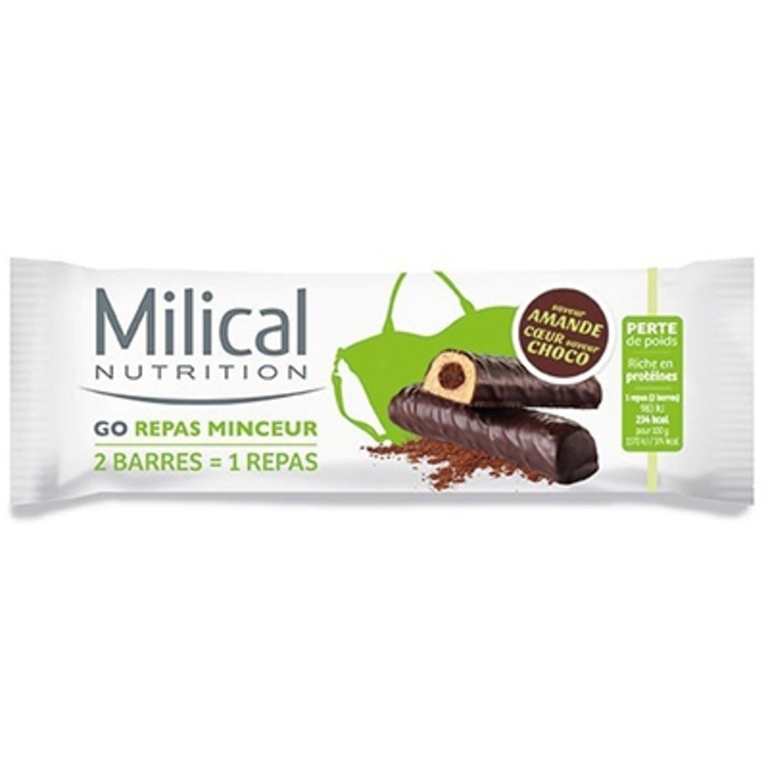 Photo de Barres repas minceur amande chocolat x2 Milical Barres repas minceur amande chocolat x2 Milical-204139