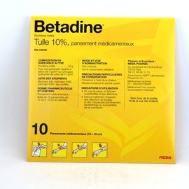 BETADINE Tulle 10% - 10 sachets - MEDA Pharma -193996