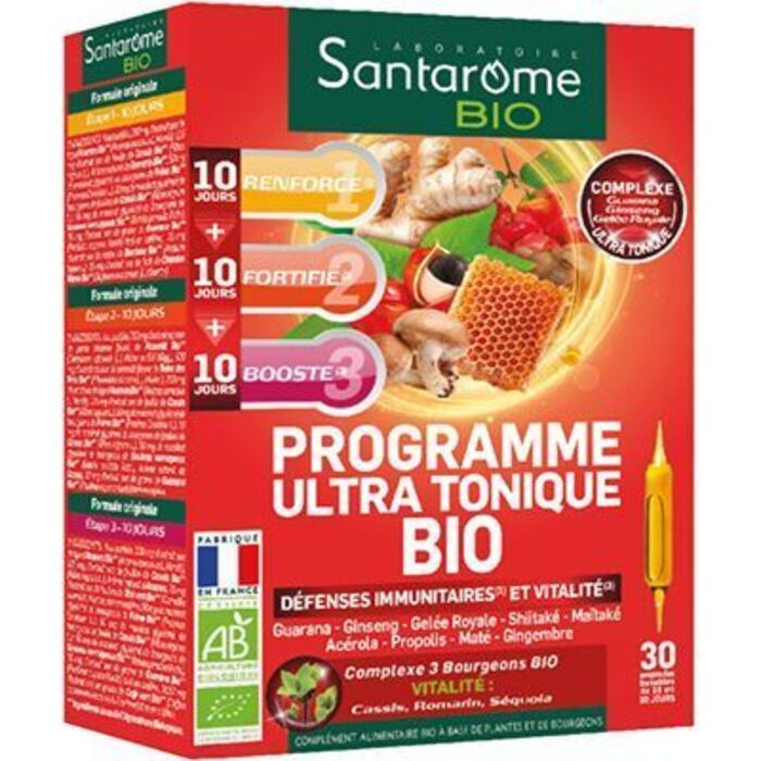 Bio programme ultra tonique bio 30 ampoules Santarome-226289