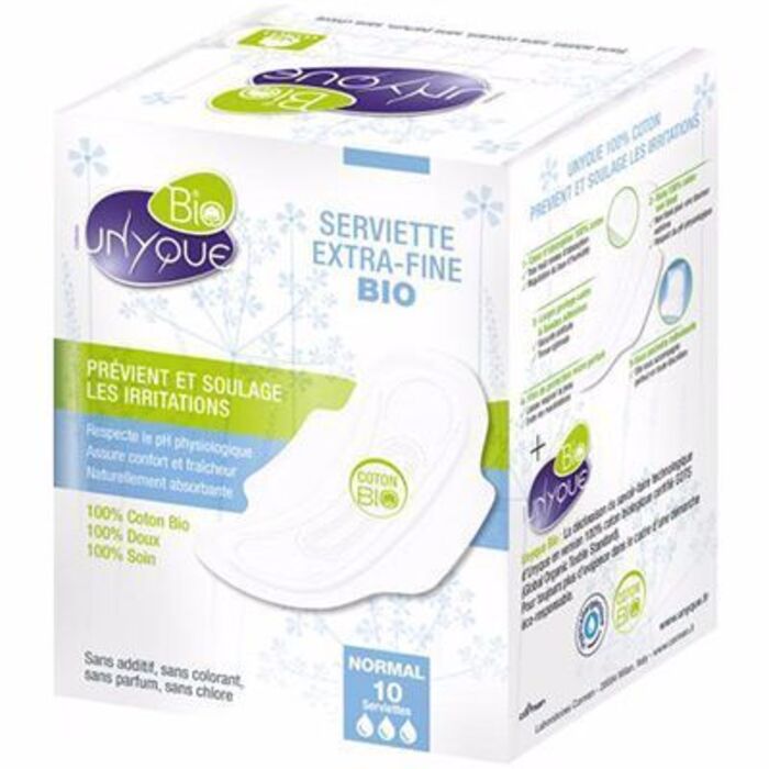 Photo de Bio serviettes extra-fines normal x10 Unyque Bio serviettes extra-fines normal x10 Unyque-216203