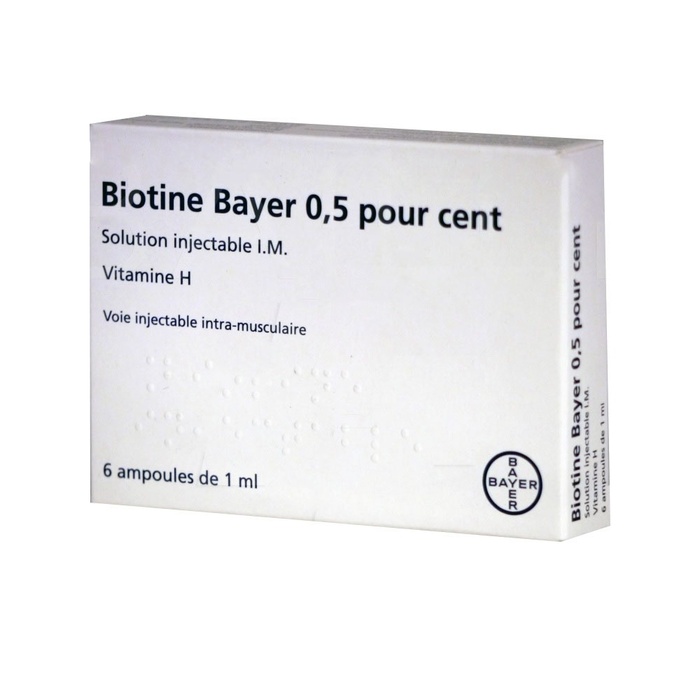 Photo de Biotine 0,5% - 6 ampoules à injecter Bayer Biotine 0,5% - 6 ampoules à injecter Bayer-192751