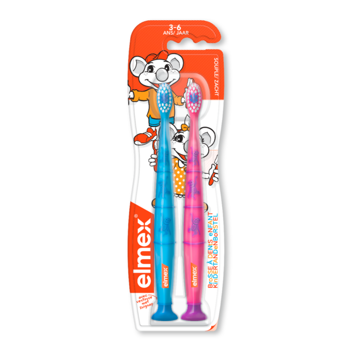 Photo de Brosse a dents anti-caries 3-6 ans lot de 2 Elmex Brosse a dents anti-caries 3-6 ans lot de 2 Elmex-221525
