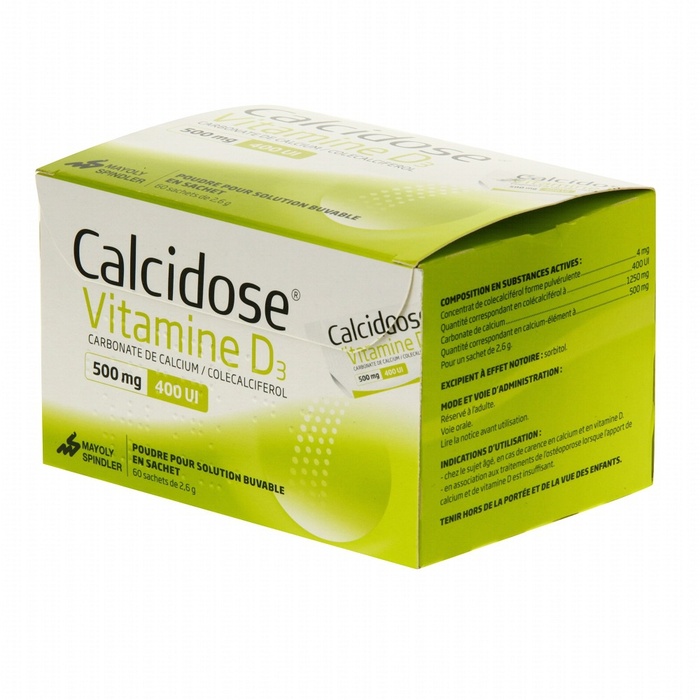 Calcidose vitamine d3 500mg - 60 sachets Mayoly spindler-192307