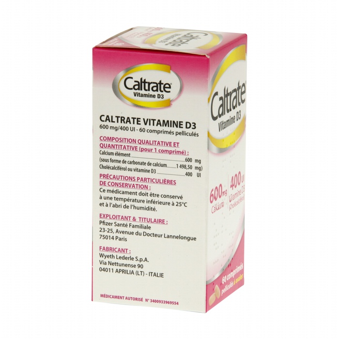 Caltrate vitamine d3 600mg - 60 comprimés Pfizer-192258