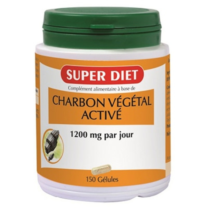 Charbon végétal activé - 150 gélules Super diet-4470