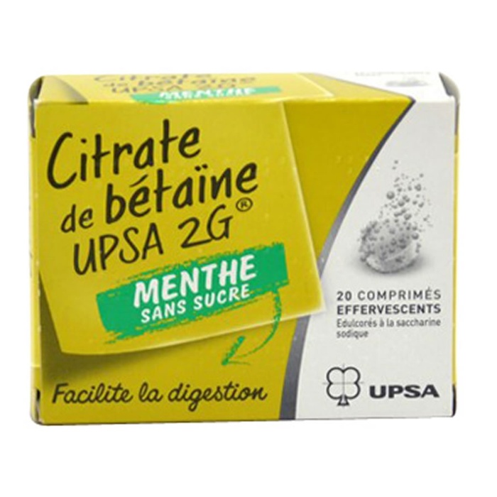 Photo de Citrate de bétaïne 2g menthe sans sucre Upsa Citrate de bétaïne 2g menthe sans sucre Upsa-192520