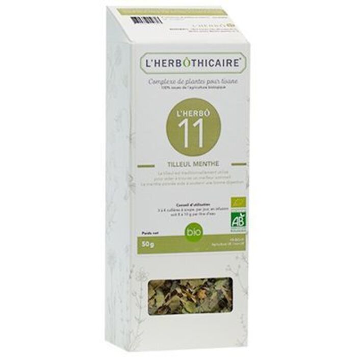Photo de Complexe de plantes pour tisane n11 tilleul/menthe bio 50g L'herbothicaire Complexe de plantes pour tisane n11 tilleul/menthe bio 50g L'herbothicaire-220331