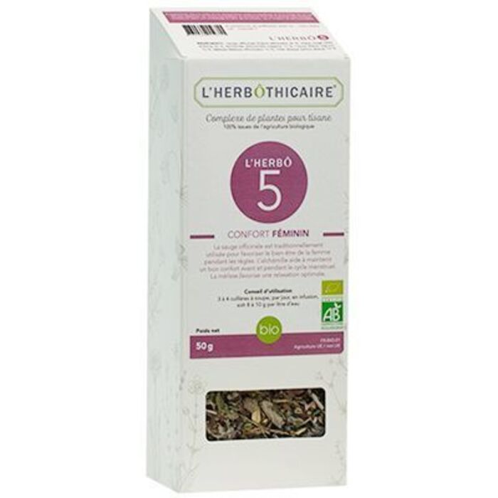 Photo de Complexe de plantes pour tisane n5 féminin bio 50g L'herbothicaire Complexe de plantes pour tisane n5 féminin bio 50g L'herbothicaire-220336