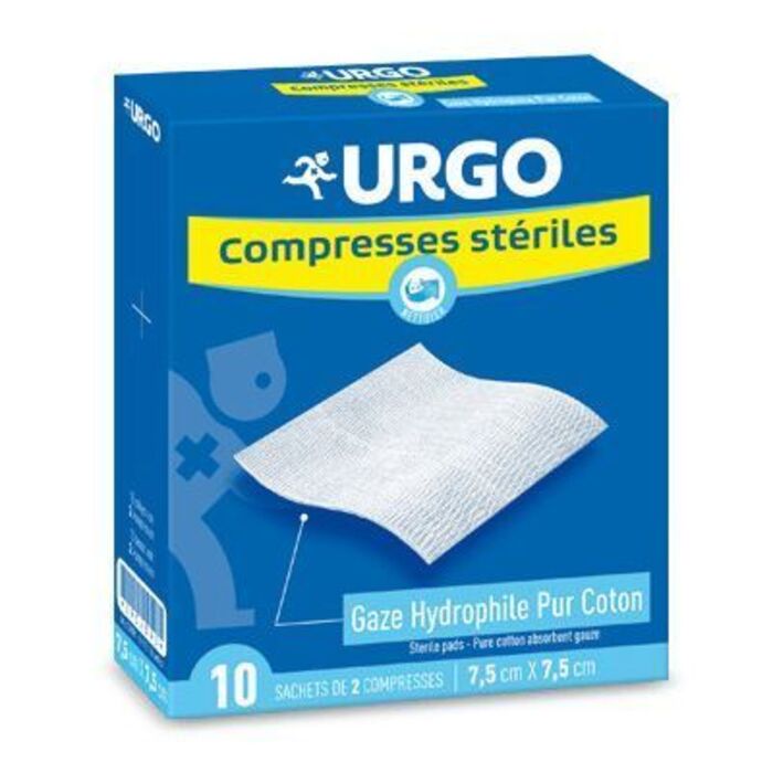 Photo de Compresses stériles 7.5x7.5cm - 10 sachets de 2 compresses Urgo Compresses stériles 7.5x7.5cm - 10 sachets de 2 compresses Urgo-191748