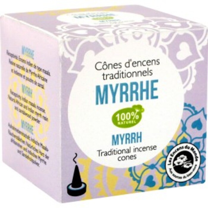 Photo de Cones d'encens indien myrrhe - boite 15 cones + porte encens Florisens Cones d'encens indien myrrhe - boite 15 cones + porte encens Florisens-135865