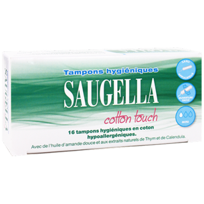 Photo de Cotton touch 16 tampons hygiéniques mini Saugella Cotton touch 16 tampons hygiéniques mini Saugella-220702