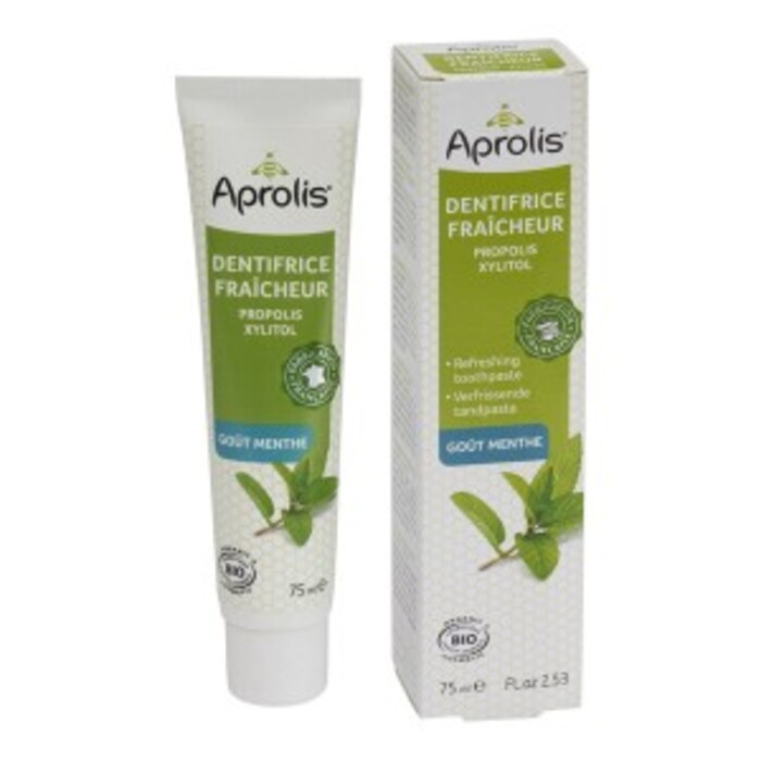 Photo de Dentifrice fraicheur propolis he menthe poivrée et tea tree bio Aprolis Dentifrice fraicheur propolis he menthe poivrée et tea tree bio Aprolis-14833