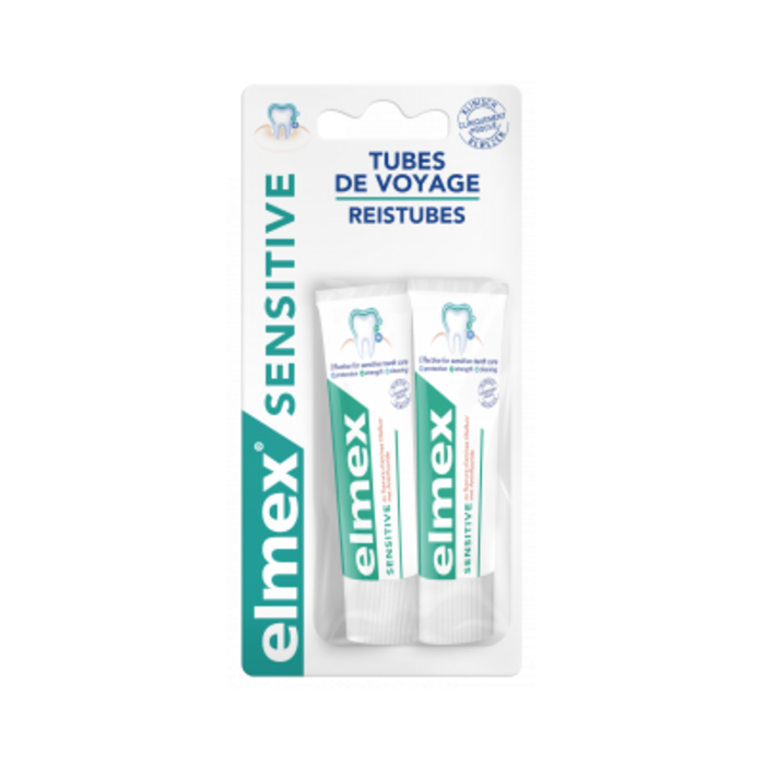 Dentifrice tubes de voyage  sensitive dents sensibles (pack vert) 12 ml x2 Elmex-221481