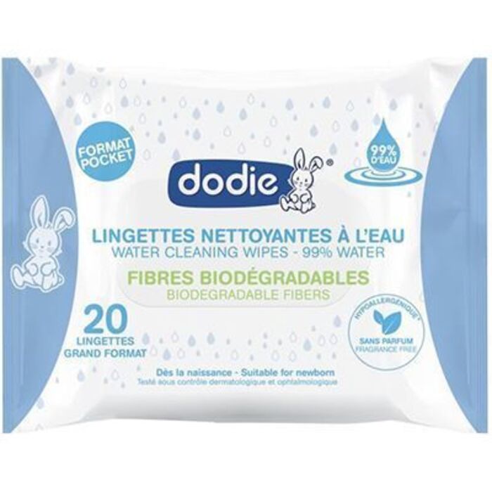 Photo de Dodie lingettes nettoyantes à l'eau x20 Dodie Dodie lingettes nettoyantes à l'eau x20 Dodie-224308
