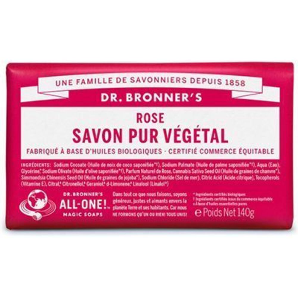 Photo de Dr bronner's pain savon pur végétal rose 140g Dr bronner s Dr bronner's pain savon pur végétal rose 140g Dr bronner s-220623