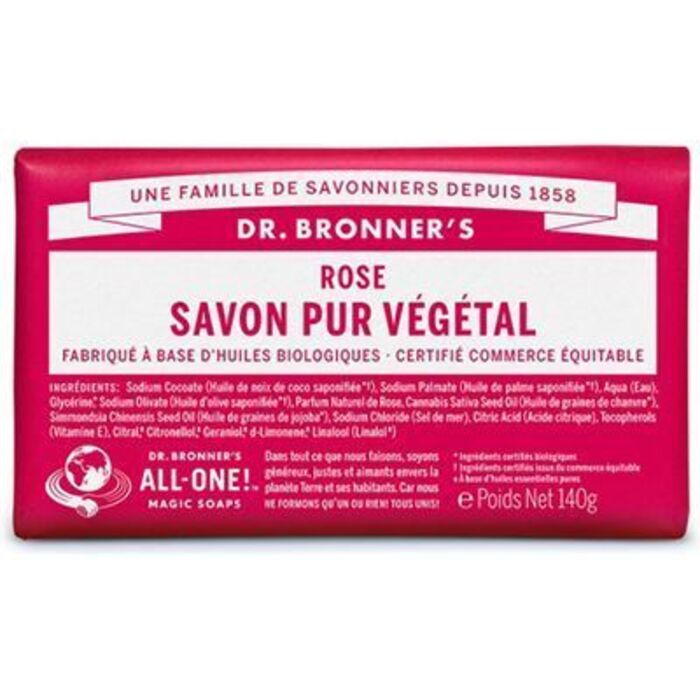 Photo de Dr bronner's pain savon pur végétal rose 140g Dr bronner s Dr bronner's pain savon pur végétal rose 140g Dr bronner s-220623
