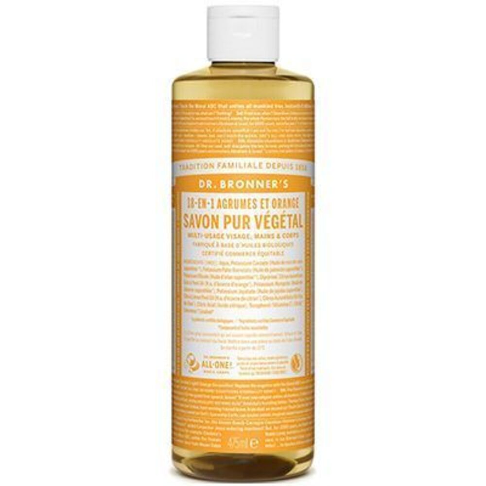 Photo de Dr bronner's savon pur végétal 18-en-1 agrumes orange 473ml Dr bronner s Dr bronner's savon pur végétal 18-en-1 agrumes orange 473ml Dr bronner s-220625
