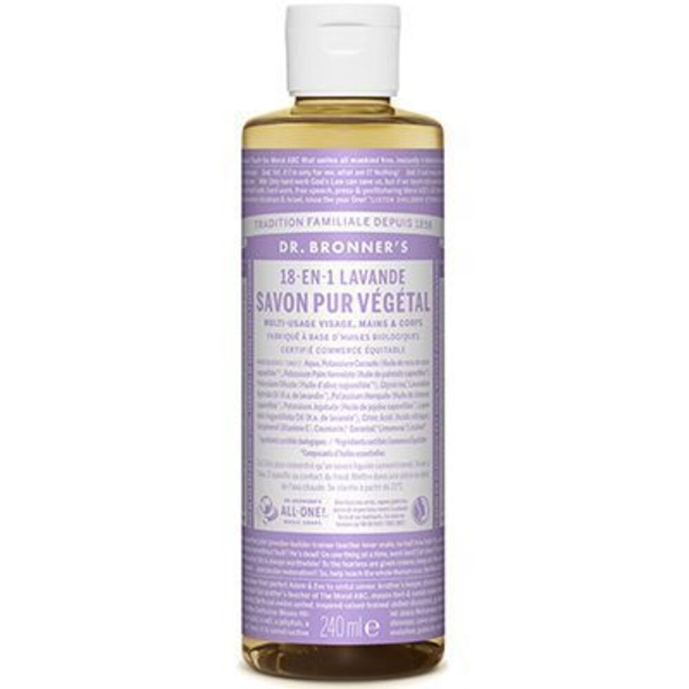 Photo de Dr bronner's savon pur végétal 18-en-1 lavande 240ml Dr bronner s Dr bronner's savon pur végétal 18-en-1 lavande 240ml Dr bronner s-220632