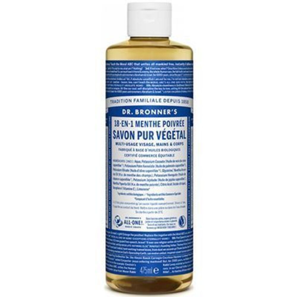 Photo de Dr bronner's savon pur végétal 18-en-1 menthe poivrée 473ml Dr bronner s Dr bronner's savon pur végétal 18-en-1 menthe poivrée 473ml Dr bronner s-220635