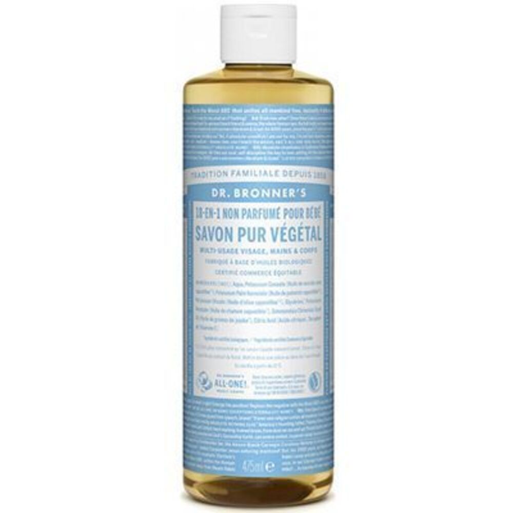 Photo de Dr bronner's savon pur végétal 18-en-1 non parfumé pour bébé 473ml Dr bronner s Dr bronner's savon pur végétal 18-en-1 non parfumé pour bébé 473ml Dr bronner s-220637