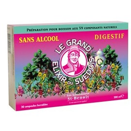 Elixir du suédois ampoules sans alcool - 20.0 unites - Elixir du suédois - St Benoît Digestif, tonique, dépuratif-14175