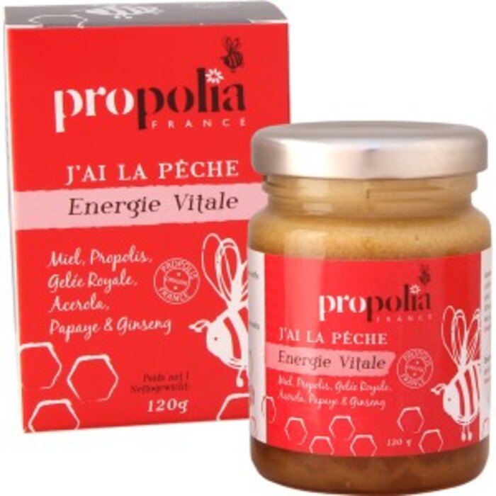 Photo de Energie vitale propolis, miel, gelée royale, ginseng - pot 145 g Propolia / apimab Energie vitale propolis, miel, gelée royale, ginseng - pot 145 g Propolia / apimab-137685
