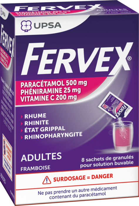 Photo de Fervex bt 8 sac dose framb Upsa Fervex bt 8 sac dose framb Upsa-192694