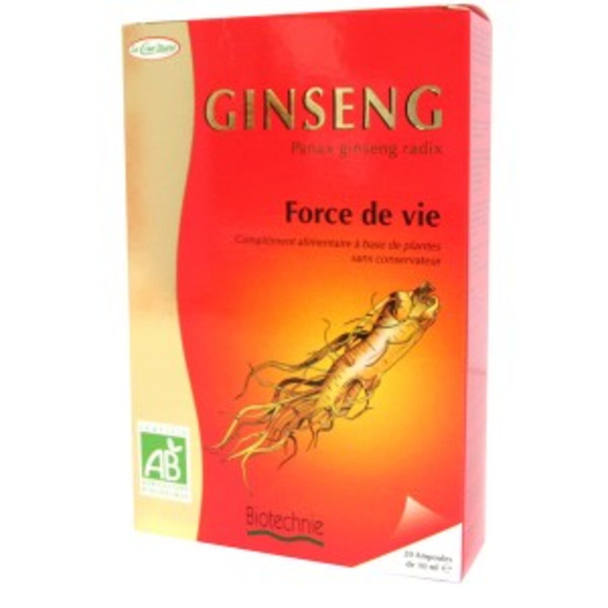 Ginseng rouge bio 20 ampoules divers biotechnie la cour'tisane