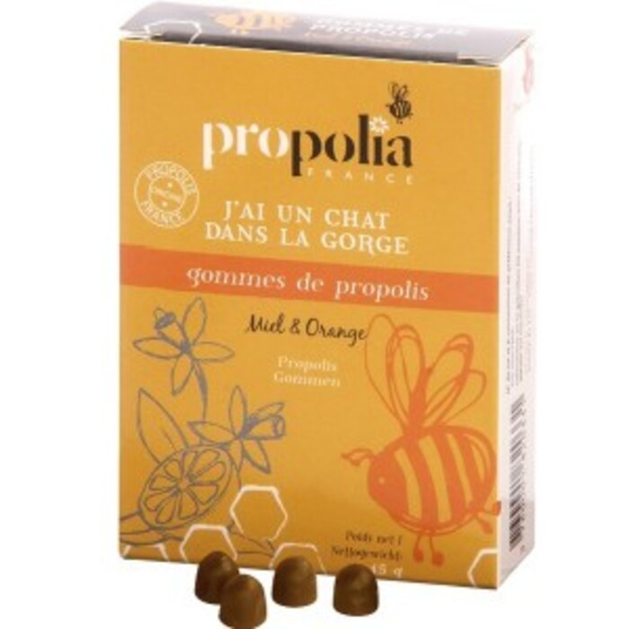 Photo de Gommes de propolis miel & orange - sachet 45 g Propolia / apimab Gommes de propolis miel & orange - sachet 45 g Propolia / apimab-137660