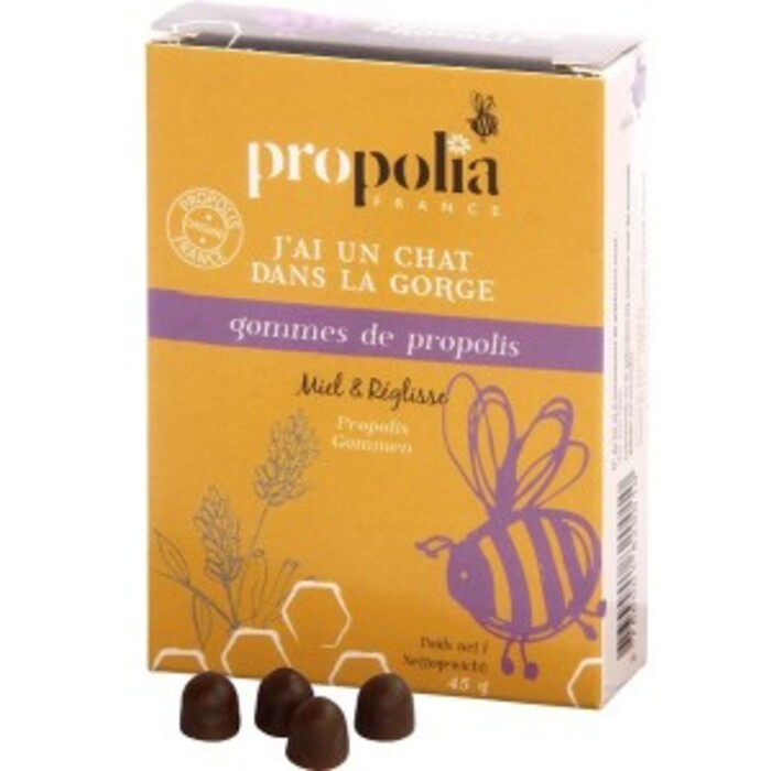 Photo de Gommes de propolis miel & réglisse - sachet 45 g Propolia / apimab Gommes de propolis miel & réglisse - sachet 45 g Propolia / apimab-137658