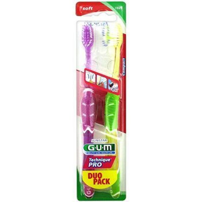 Photo de Gum 1525 duo pack lot de 2 brosses à dents souple Gum Gum 1525 duo pack lot de 2 brosses à dents souple Gum-210763