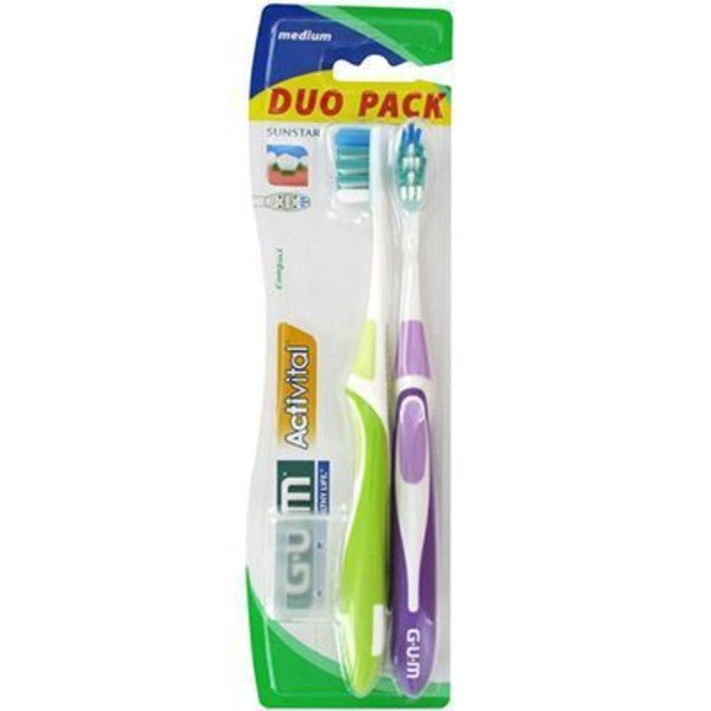 Photo de Gum 1528 duo pack lot de 2 brosses à dents medium Gum Gum 1528 duo pack lot de 2 brosses à dents medium Gum-210764