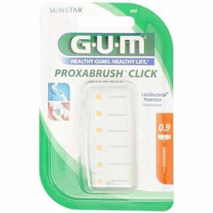 Gum 422 proxabrush click brossettes recharges 0.9mm - 6 brossettes Gum-224318