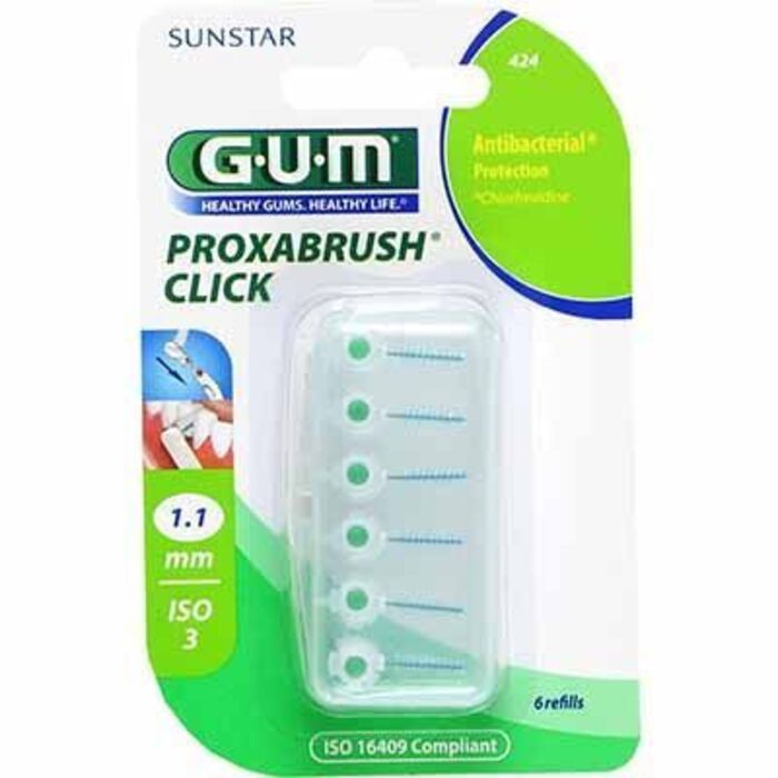 Photo de Gum 424 proxabrush click brossettes coniques recharges 1.1mm - 6 brossettes Gum Gum 424 proxabrush click brossettes coniques recharges 1.1mm - 6 brossettes Gum-146528