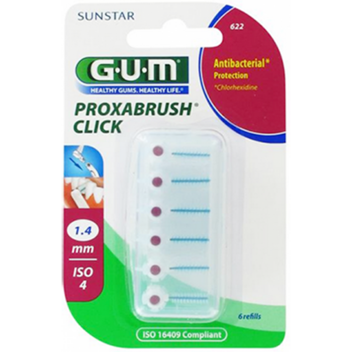 Photo de Gum 622 proxabrush click brossettes recharges 1.4mm - 6 brossettes Gum Gum 622 proxabrush click brossettes recharges 1.4mm - 6 brossettes Gum-145775