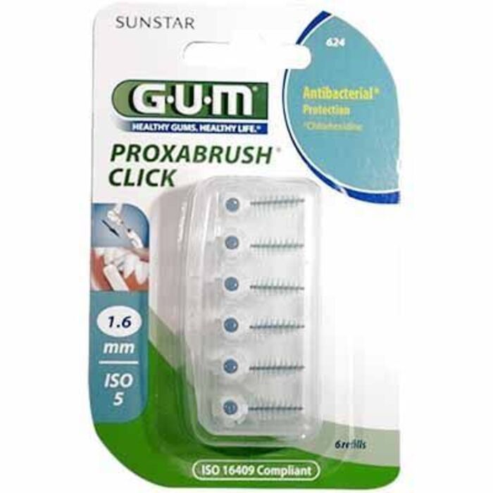 Photo de Gum 624 proxabrush click brossettes recharges 1.6mm - 6 brossettes Gum Gum 624 proxabrush click brossettes recharges 1.6mm - 6 brossettes Gum-212155