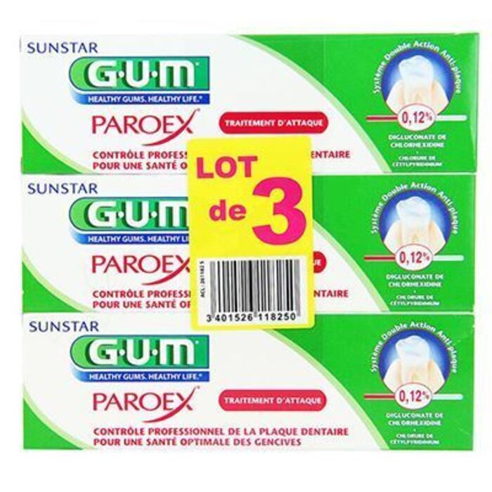 Photo de Gum paroex traitement d'attaque dentifrice lot de 3 x 75ml Gum Gum paroex traitement d'attaque dentifrice lot de 3 x 75ml Gum-220280