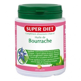 HUILE DE BOURRACHE -  200 capsules - 200.0 unités - Les super nutriments - Super Diet Souplesse et élasticité de la peau-4477