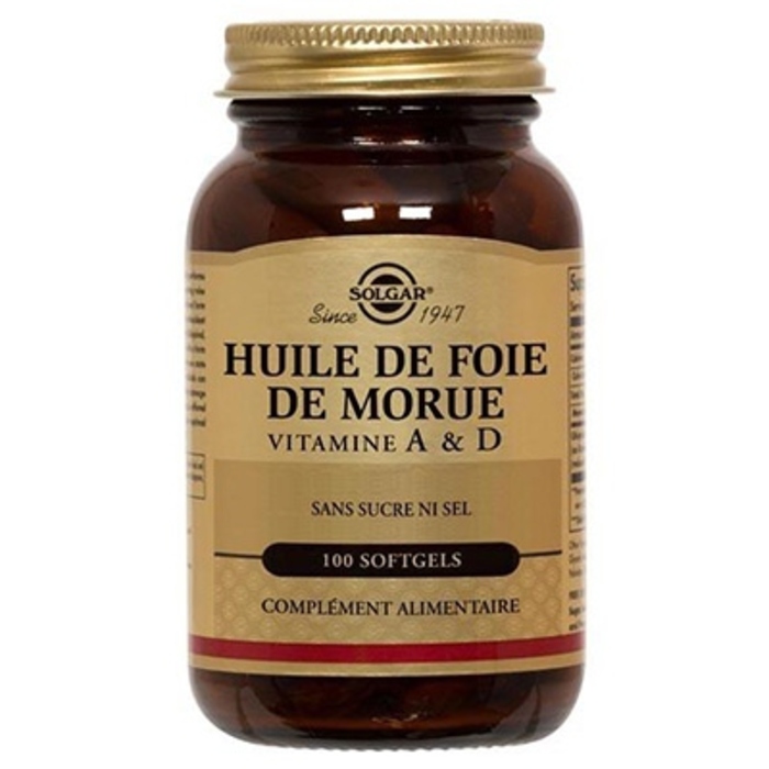 Photo de Huile de foie de morue 100 softgels Solgar Huile de foie de morue 100 softgels Solgar-140960