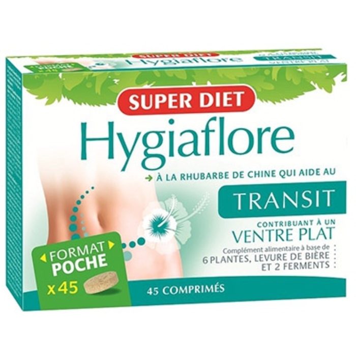 Hygiaflore rhubarbe transit format de poche -  45 comprimés Super diet-4348