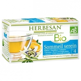 INFUSION MELISSE, PASSIFLORE SOMMEIL SEREIN BIO
Mélisse, Passiflore, Aubépine, Verveine - 20 sachets - 20.0 unités - Infusion Bio - Herbesan -132405
