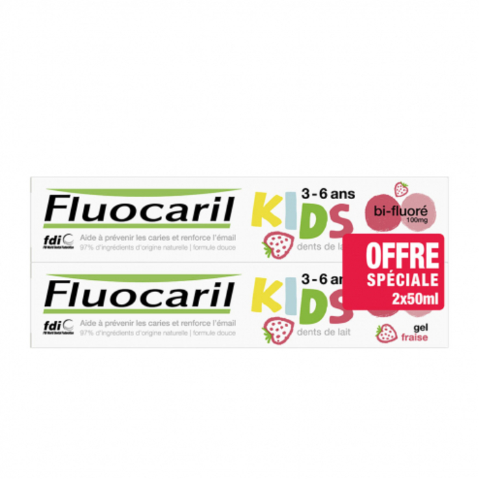 Photo de Kids gel fraise 2 x50ml Fluocaril Kids gel fraise 2 x50ml Fluocaril-231246