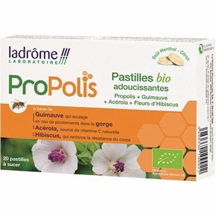 Photo de Ladrome propolis 20 pastilles bio adoucissantes Ladrôme Ladrome propolis 20 pastilles bio adoucissantes Ladrôme-215399