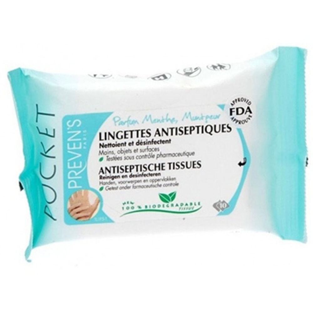 Photo de Lingettes antiseptiques menthe x10 Preven's Lingettes antiseptiques menthe x10 Preven's-196854