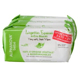 Lingettes épaisses et extra douces Lot 3 packs - 180.0 u - Alphanova bébé - Alphanova -188687